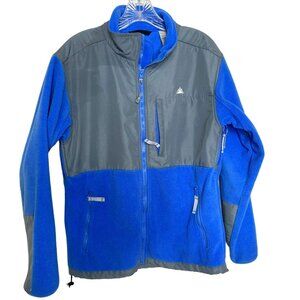 Snozu Men’s XL Blue Full Zip Fleece Jacket with Nylon Panels Zip Pockets Outdoor
